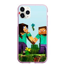 Чехол iPhone 11 Pro матовый Minecraft Stories, цвет: 3D-розовый