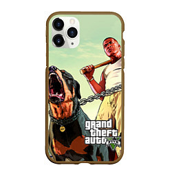 Чехол iPhone 11 Pro матовый GTA 5: Franklin Clinton, цвет: 3D-коричневый