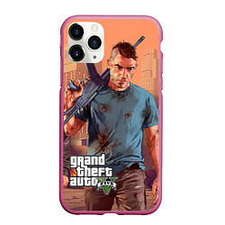 Чехол iPhone 11 Pro матовый GTA 5: Gangsta, цвет: 3D-малиновый