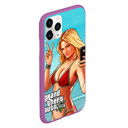 Чехол iPhone 11 Pro матовый GTA 5: Selfie Girl, цвет: 3D-фиолетовый — фото 2