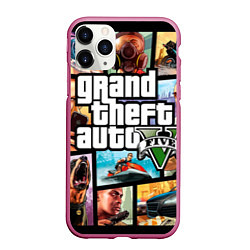 Чехол iPhone 11 Pro матовый GTA 5: City Stories, цвет: 3D-малиновый