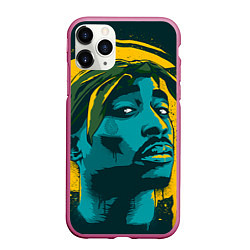 Чехол iPhone 11 Pro матовый 2Pac Shakur, цвет: 3D-малиновый