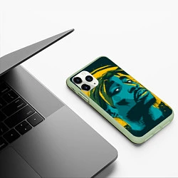 Чехол iPhone 11 Pro матовый 2Pac Shakur, цвет: 3D-салатовый — фото 2