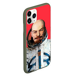 Чехол iPhone 11 Pro матовый Ленин космонавт, цвет: 3D-темно-зеленый — фото 2