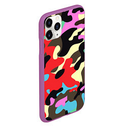 Чехол iPhone 11 Pro матовый Яркий камуфляж, цвет: 3D-фиолетовый — фото 2