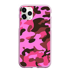 Чехол iPhone 11 Pro матовый Камуфляж: розовый/коричневый, цвет: 3D-розовый