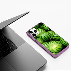 Чехол iPhone 11 Pro матовый Арбузы, цвет: 3D-фиолетовый — фото 2