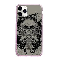 Чехол iPhone 11 Pro матовый Skulls, цвет: 3D-розовый