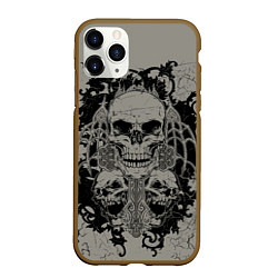 Чехол iPhone 11 Pro матовый Skulls, цвет: 3D-коричневый