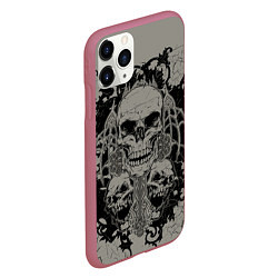 Чехол iPhone 11 Pro матовый Skulls, цвет: 3D-малиновый — фото 2