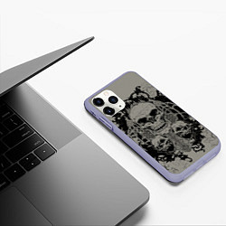 Чехол iPhone 11 Pro матовый Skulls, цвет: 3D-светло-сиреневый — фото 2