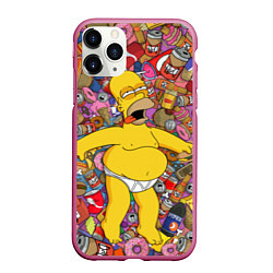 Чехол iPhone 11 Pro матовый Рай Гомера, цвет: 3D-малиновый