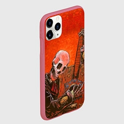 Чехол iPhone 11 Pro матовый Скелет с гитарой, цвет: 3D-малиновый — фото 2