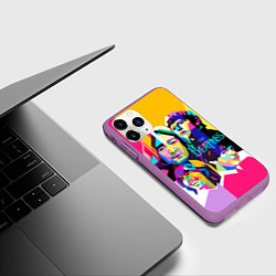 Чехол iPhone 11 Pro матовый The Beatles: Poly-art, цвет: 3D-фиолетовый — фото 2