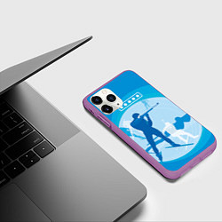 Чехол iPhone 11 Pro матовый Биатлон, цвет: 3D-фиолетовый — фото 2