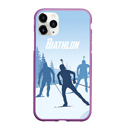 Чехол iPhone 11 Pro матовый Биатлон, цвет: 3D-фиолетовый