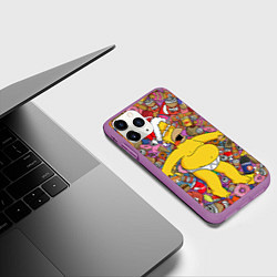 Чехол iPhone 11 Pro матовый Обжора Гомер, цвет: 3D-фиолетовый — фото 2