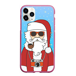 Чехол iPhone 11 Pro матовый Дед мороз, цвет: 3D-малиновый