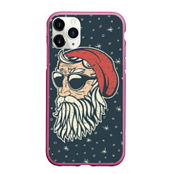 Чехол iPhone 11 Pro матовый Санта хипстер, цвет: 3D-малиновый