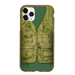 Чехол iPhone 11 Pro матовый Жилетка рыбака, цвет: 3D-коричневый