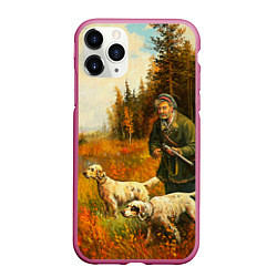 Чехол iPhone 11 Pro матовый Охота на утку, цвет: 3D-малиновый