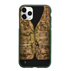 Чехол iPhone 11 Pro матовый Жилетка охотника, цвет: 3D-темно-зеленый