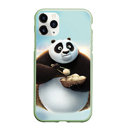 Чехол iPhone 11 Pro матовый Кунг фу панда, цвет: 3D-салатовый