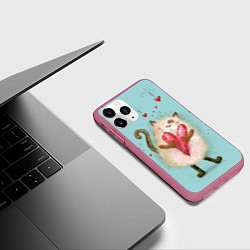 Чехол iPhone 11 Pro матовый Котик, цвет: 3D-малиновый — фото 2