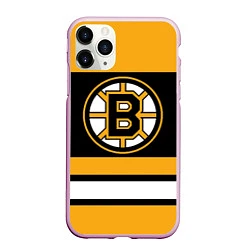 Чехол iPhone 11 Pro матовый Boston Bruins, цвет: 3D-розовый