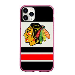 Чехол iPhone 11 Pro матовый Chicago Blackhawks, цвет: 3D-малиновый