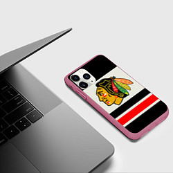 Чехол iPhone 11 Pro матовый Chicago Blackhawks, цвет: 3D-малиновый — фото 2
