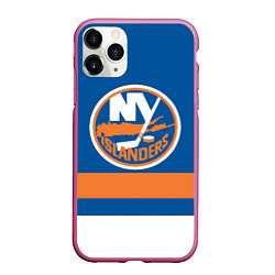 Чехол iPhone 11 Pro матовый New York Islanders, цвет: 3D-малиновый