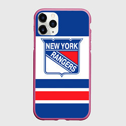 Чехол iPhone 11 Pro матовый New York Rangers, цвет: 3D-малиновый