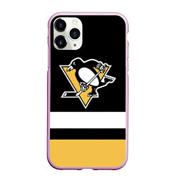 Чехол iPhone 11 Pro матовый Pittsburgh Penguins: Black, цвет: 3D-розовый