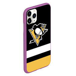 Чехол iPhone 11 Pro матовый Pittsburgh Penguins: Black, цвет: 3D-фиолетовый — фото 2