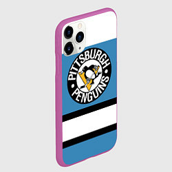 Чехол iPhone 11 Pro матовый Pittsburgh Penguins: White, цвет: 3D-фиолетовый — фото 2