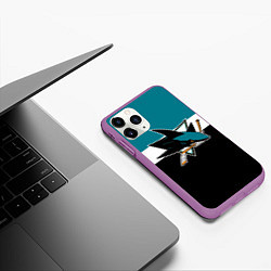 Чехол iPhone 11 Pro матовый San Jose Sharks, цвет: 3D-фиолетовый — фото 2