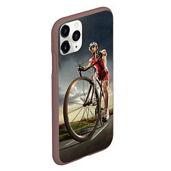 Чехол iPhone 11 Pro матовый Велогонщик, цвет: 3D-коричневый — фото 2