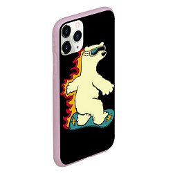 Чехол iPhone 11 Pro матовый Мишка на борде, цвет: 3D-розовый — фото 2