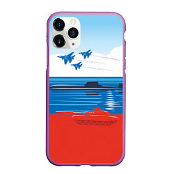 Чехол iPhone 11 Pro матовый Россия: Триколор армии, цвет: 3D-фиолетовый
