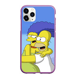 Чехол iPhone 11 Pro матовый Гомер и Мардж, цвет: 3D-фиолетовый