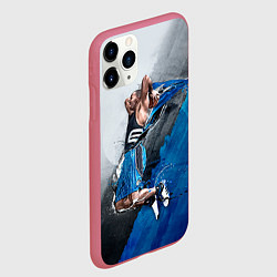 Чехол iPhone 11 Pro матовый Баскетбол бросок, цвет: 3D-малиновый — фото 2