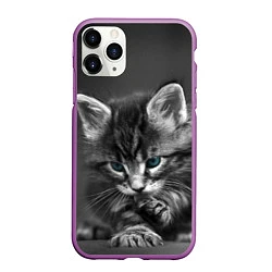 Чехол iPhone 11 Pro матовый Голубоглазый котенок, цвет: 3D-фиолетовый