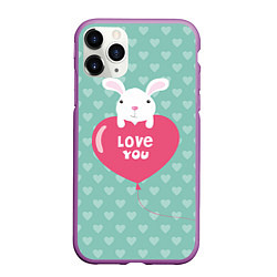 Чехол iPhone 11 Pro матовый Rabbit: Love you, цвет: 3D-фиолетовый