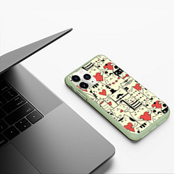 Чехол iPhone 11 Pro матовый Любящие котики, цвет: 3D-салатовый — фото 2