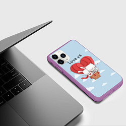 Чехол iPhone 11 Pro матовый Влюбленные на шаре, цвет: 3D-фиолетовый — фото 2