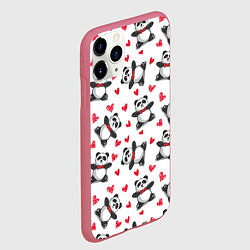 Чехол iPhone 11 Pro матовый Любимые панды, цвет: 3D-малиновый — фото 2