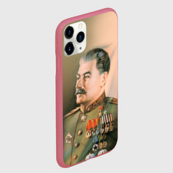 Чехол iPhone 11 Pro матовый Иосиф Сталин, цвет: 3D-малиновый — фото 2