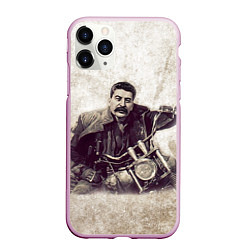 Чехол iPhone 11 Pro матовый Сталин байкер, цвет: 3D-розовый