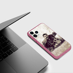 Чехол iPhone 11 Pro матовый Сталин байкер, цвет: 3D-малиновый — фото 2
